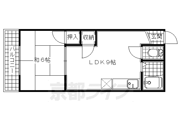 神明台ハイツ(1LDK/1階)の間取り写真