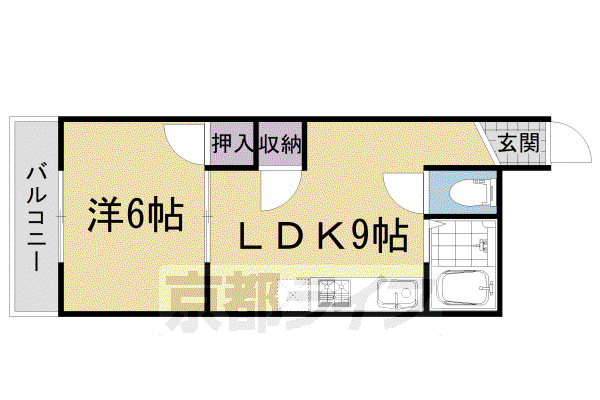 奈良線 新田駅(京都) 徒歩13分 3階建 築52年(1LDK/1階)の間取り写真