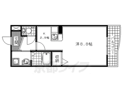 奈良線 新田駅(京都) 徒歩4分 3階建 築21年(1K/3階)の間取り写真