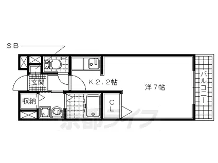奈良線 城陽駅 徒歩6分 2階建 築20年(1K/2階)の間取り写真