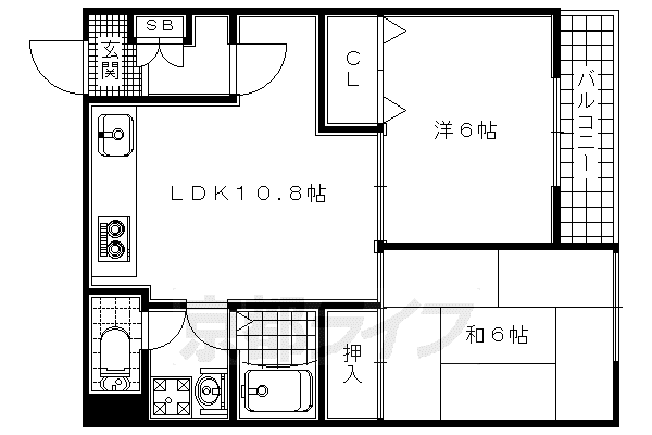 近鉄京都線 久津川駅 徒歩8分 3階建 築31年(2LDK/3階)の間取り写真