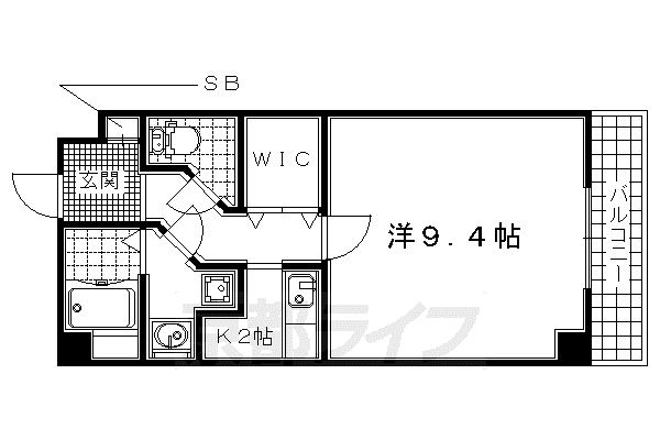 奈良線 新田駅(京都) 徒歩8分 4階建 築20年(1K/3階)の間取り写真