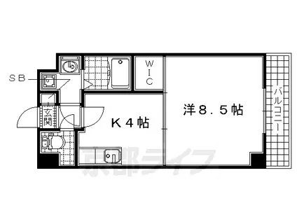 奈良線 新田駅(京都) 徒歩8分 4階建 築19年(1DK/2階)の間取り写真