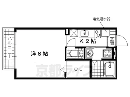 近鉄京都線 小倉駅(京都) 徒歩14分 2階建 築19年(1K/1階)の間取り写真