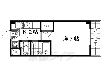 近鉄京都線 小倉駅(京都) 徒歩4分 3階建 築33年(1K/3階)の間取り写真