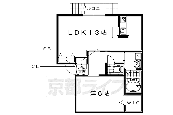 近鉄京都線 久津川駅 徒歩8分 2階建 築19年(1LDK/1階)の間取り写真