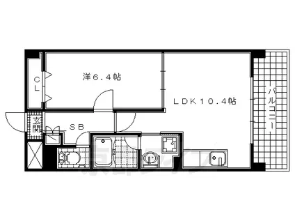 奈良線 新田駅(京都) 徒歩15分 3階建 築18年(1LDK/3階)の間取り写真