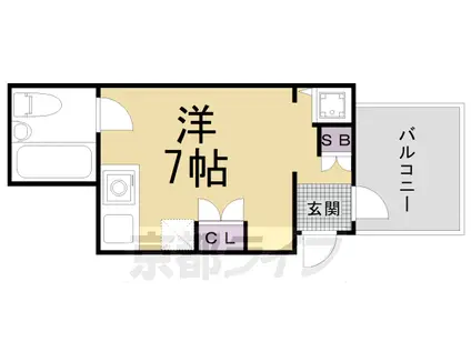 近鉄京都線 大久保駅(京都) 徒歩7分 4階建 築38年(ワンルーム/2階)の間取り写真