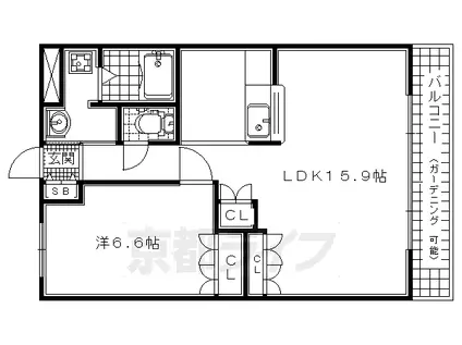 ガーデニングパレス久御山(1LDK/1階)の間取り写真