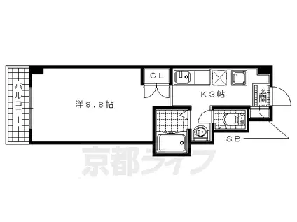 近鉄京都線 小倉駅(京都) 徒歩13分 4階建 築19年(1K/2階)の間取り写真