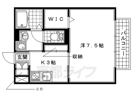 近鉄京都線 小倉駅(京都) 徒歩25分 2階建 築17年(1K/2階)の間取り写真