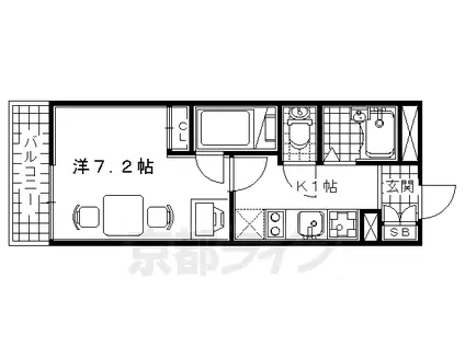 近鉄京都線 小倉駅(京都) 徒歩22分 3階建 築17年(1K/3階)の間取り写真