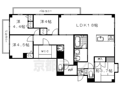 山陰本線 嵯峨嵐山駅 徒歩2分 5階建 築17年(4LDK/2階)の間取り写真