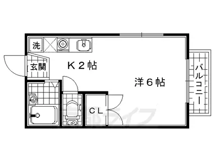 近鉄京都線 伊勢田駅 徒歩10分 2階建 築28年(1K/2階)の間取り写真