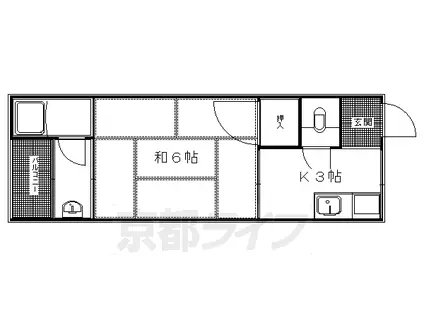 叡山電鉄 元田中駅 徒歩3分 3階建 築54年(1K/2階)の間取り写真
