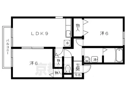 京都市烏丸線 北大路駅 徒歩40分 2階建 築24年(2LDK/1階)の間取り写真