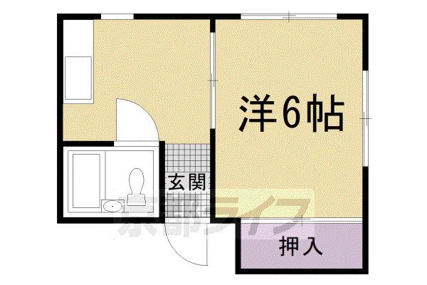 阪急電鉄京都線 大宮駅(京都) 徒歩8分 6階建 築45年(1DK/2階)の間取り写真