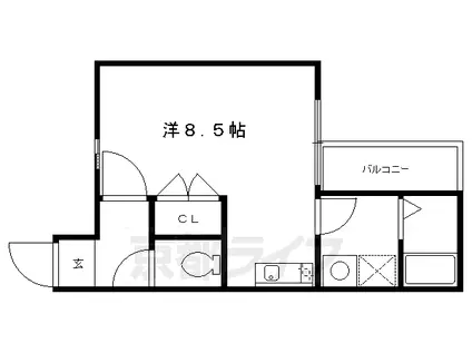 京阪電気鉄道鴨東線 出町柳駅 徒歩5分 5階建 築25年(ワンルーム/2階)の間取り写真