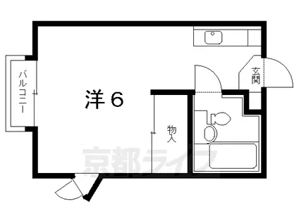 京都市烏丸線 北大路駅 徒歩40分 2階建 築38年(1K/1階)の間取り写真