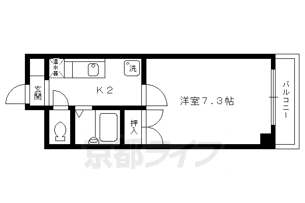 京都市烏丸線 北大路駅 徒歩4分 4階建 築29年(1K/2階)の間取り写真