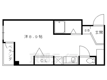 京阪電気鉄道京阪線 清水五条駅 徒歩1分 5階建 築28年(1K/5階)の間取り写真