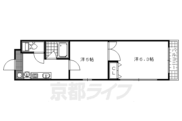 京都市烏丸線 今出川駅 徒歩5分 4階建 築25年(2K/4階)の間取り写真