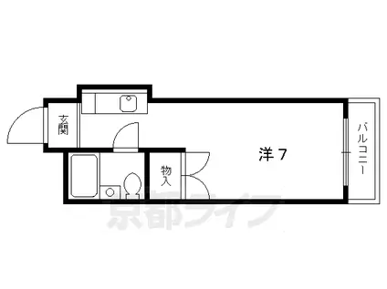 京都市烏丸線 鞍馬口駅 徒歩1分 3階建 築40年(1K/2階)の間取り写真