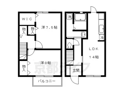 叡山電鉄 木野駅 徒歩4分 2階建 築24年(2LDK/2階)の間取り写真