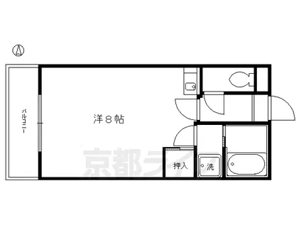 京都市烏丸線 北大路駅 徒歩18分 2階建 築32年(1K/1階)の間取り写真