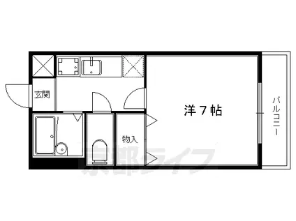 叡山電鉄 一乗寺駅 徒歩1分 4階建 築36年(1K/3階)の間取り写真