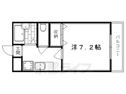叡山電鉄 一乗寺駅 徒歩1分 4階建 築36年(1K/2階)の間取り写真