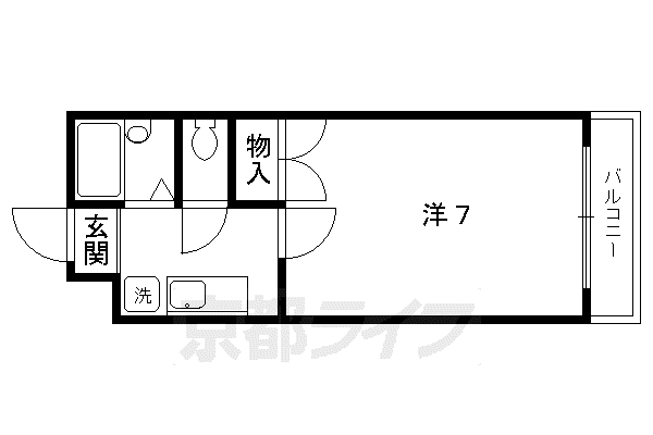 京都市烏丸線 北大路駅 徒歩31分 2階建 築28年(1K/1階)の間取り写真