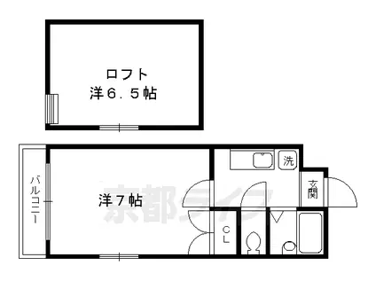 京都市烏丸線 北大路駅 徒歩31分 2階建 築28年(1K/2階)の間取り写真
