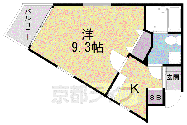 京都市烏丸線 鞍馬口駅 徒歩5分 5階建 築27年(1K/2階)の間取り写真