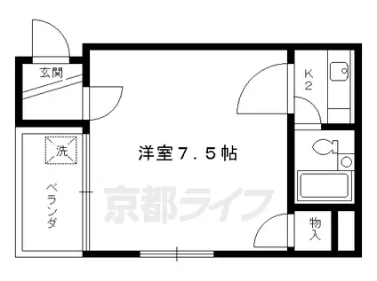 叡山電鉄 元田中駅 徒歩5分 3階建 築31年(1K/1階)の間取り写真