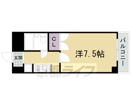 叡山電鉄 一乗寺駅 徒歩2分 3階建 築30年(1K/2階)の間取り写真