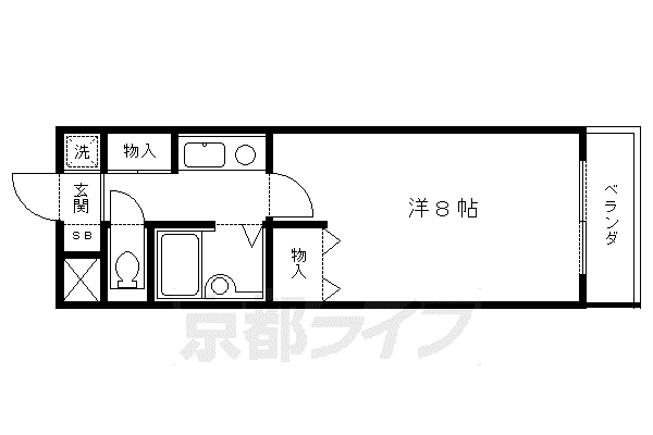 京都市烏丸線 今出川駅 徒歩10分 5階建 築29年(1K/4階)の間取り写真