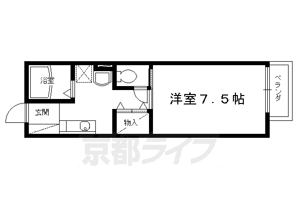 京都市烏丸線 鞍馬口駅 徒歩4分 2階建 築25年(1K/1階)の間取り写真