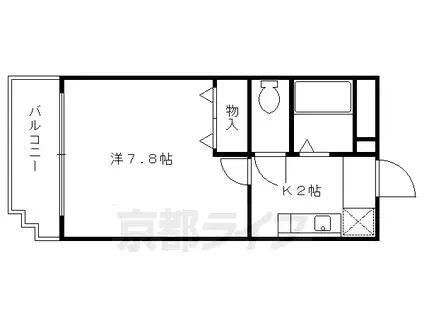 叡山電鉄 茶山・京都芸術大学駅 徒歩9分 3階建 築30年(1K/2階)の間取り写真