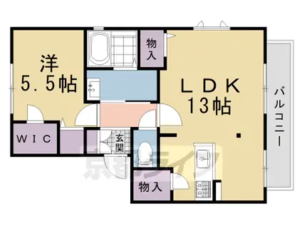 京都市烏丸線 松ケ崎駅(京都) 徒歩3分 2階建 築31年(1LDK/2階)の間取り写真