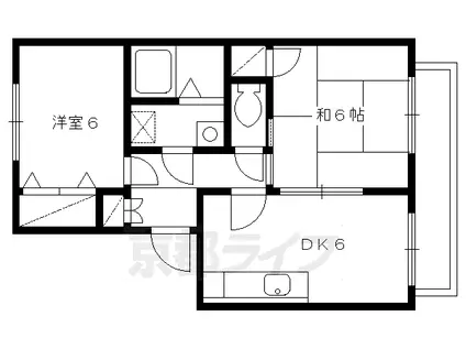 京都市烏丸線 松ケ崎駅(京都) 徒歩3分 2階建 築31年(2DK/2階)の間取り写真