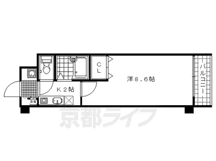 京都市烏丸線 丸太町駅(京都市営) 徒歩10分 3階建 築27年(1K/2階)の間取り写真