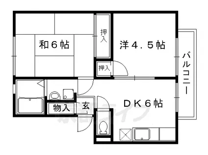 京都市烏丸線 北大路駅 徒歩23分 2階建 築39年(2DK/1階)の間取り写真