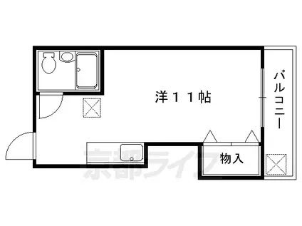 京都市烏丸線 北山駅(京都) 徒歩8分 2階建 築36年(1K/2階)の間取り写真