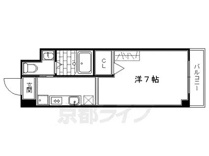 叡山電鉄 一乗寺駅 徒歩4分 7階建 築41年(1K/1階)の間取り写真