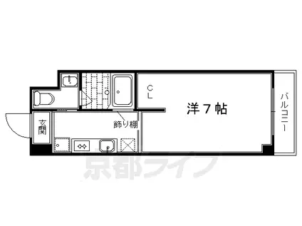 叡山電鉄 一乗寺駅 徒歩4分 7階建 築41年(1K/1階)の間取り写真
