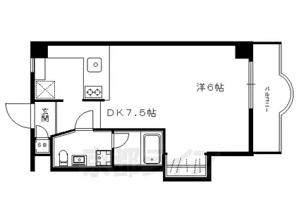 叡山電鉄 一乗寺駅 徒歩4分 7階建 築41年(1DK/3階)の間取り写真