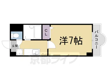 叡山電鉄 一乗寺駅 徒歩4分 7階建 築41年(1K/1階)の間取り写真