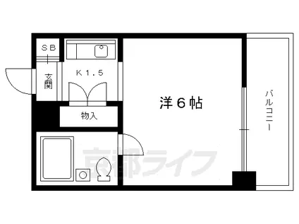京都市烏丸線 北大路駅 徒歩19分 4階建 築40年(1K/3階)の間取り写真