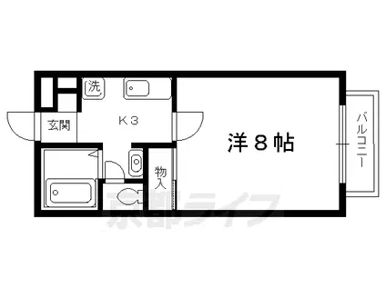 京都市烏丸線 松ケ崎駅(京都) 徒歩3分 2階建 築24年(1K/2階)の間取り写真